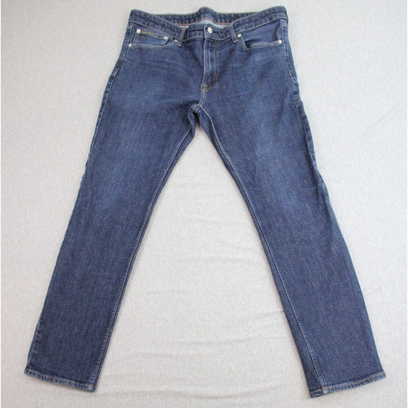 Calvin Klein Jeans Mens 36 X 32 Blue Slim Fit Medium Wash Mid-Rise Straight Leg